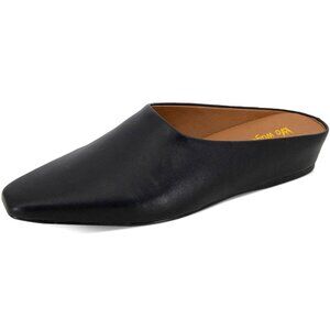 Women Mules Low Wedge Heels Slippers Square Toe Slip On Shoe Indoor Black Shoes
